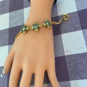 Handmade bracelet Swarovski Crystals green gold new hand made